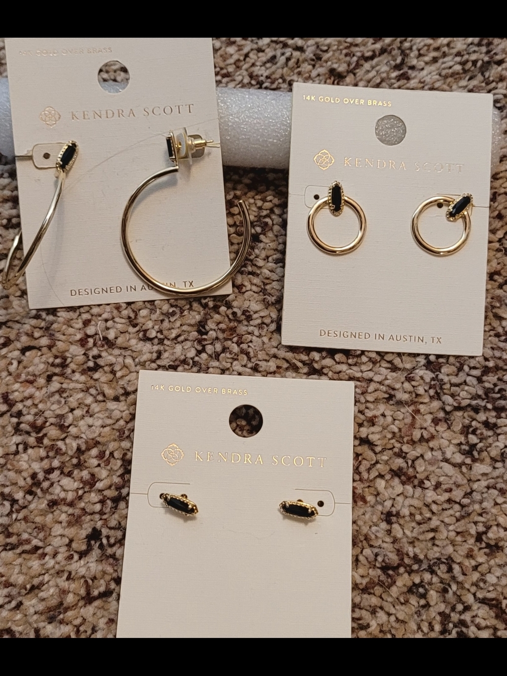 Kendra Scott Gold Earring Set with Black Stones